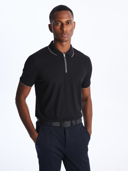 Men's Short Sleeve Textured Polo Shirt - 17