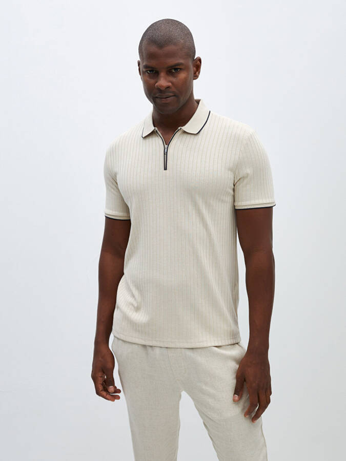 Men's Short Sleeve Textured Polo Shirt - 9