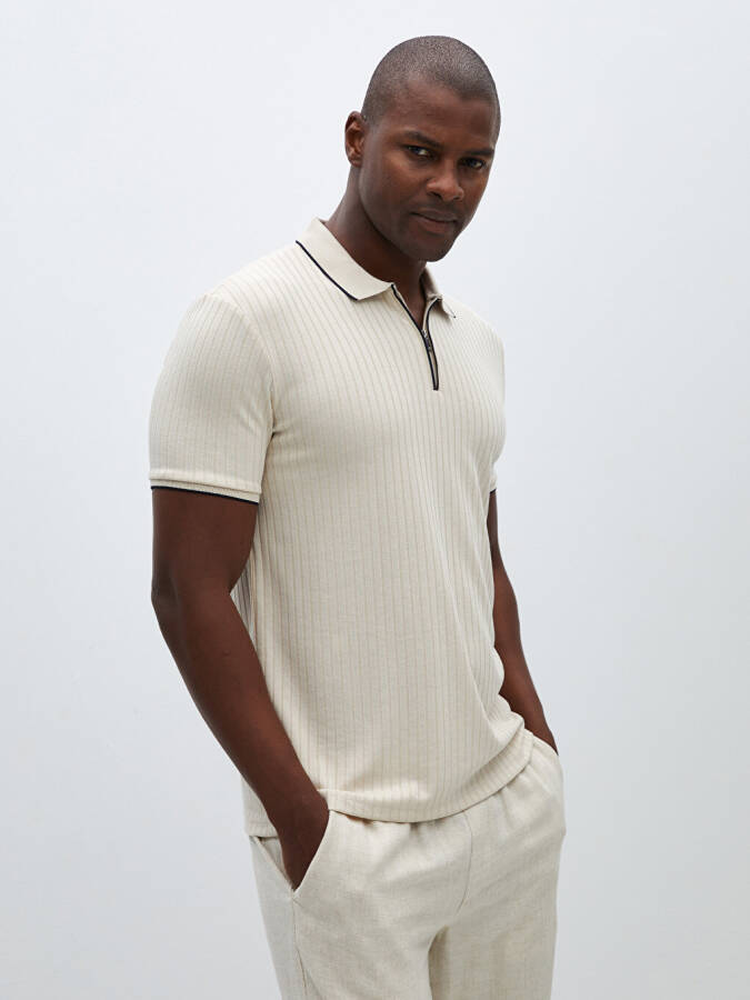 Men's Short Sleeve Textured Polo Shirt - 15