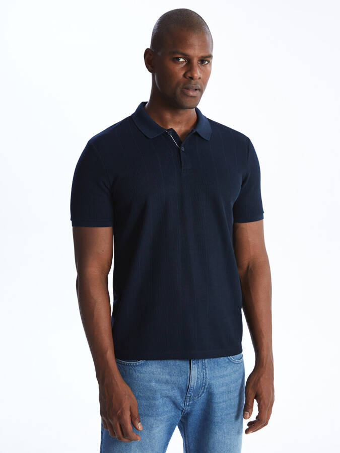 Men's Short Sleeve Textured Polo Shirt - 9