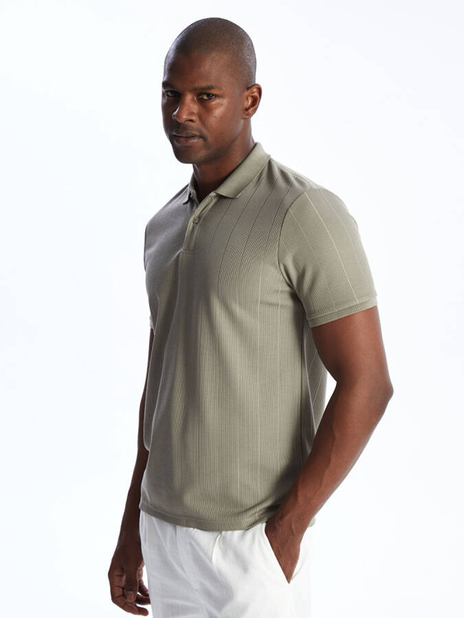 Men's Short Sleeve Textured Polo Shirt - 9