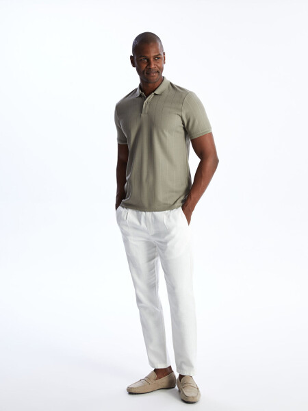 Men's Short Sleeve Textured Polo Shirt - 10