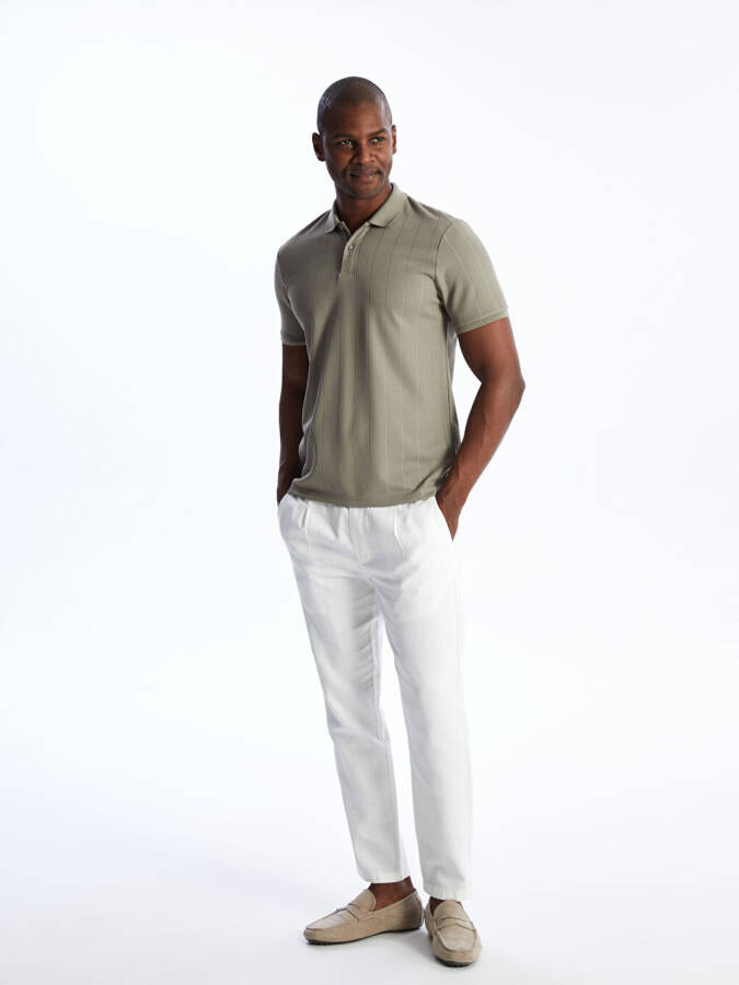 Men's Short Sleeve Textured Polo Shirt - 10