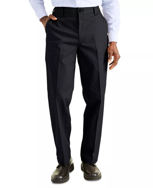 Men's Signature Classic Fit Iron Free Khaki Pants with Stain Defender Beautiful Black - 1