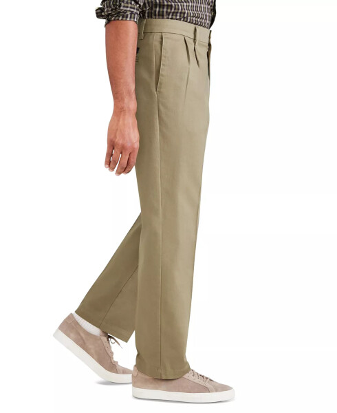 Men's Signature Classic Fit Pleated Iron Free Pants with Stain Defender New British Khaki - 3