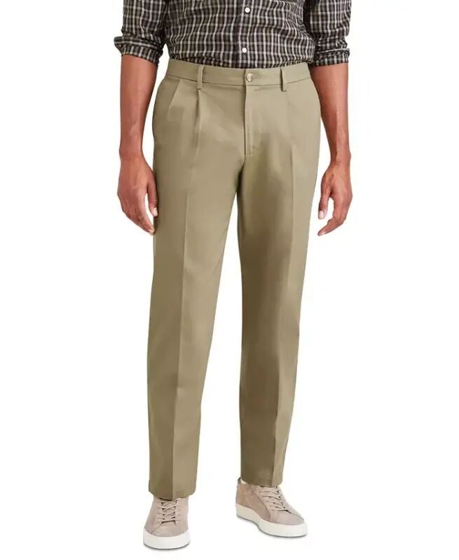Men's Signature Classic Fit Pleated Iron Free Pants with Stain Defender - New British Khaki - Dockers