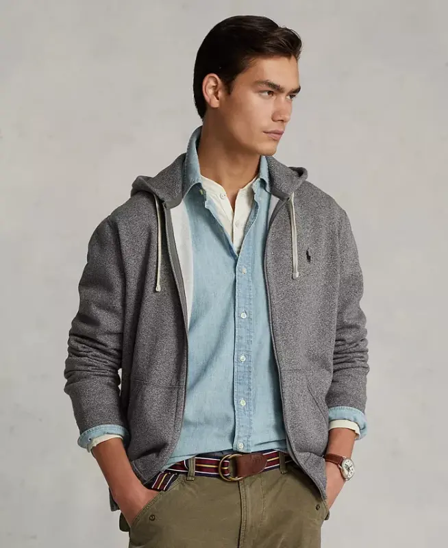 Men's Signature Fleece Hoodie-Ash Grey Heather - 1