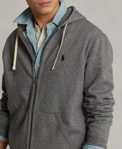 Men's Signature Fleece Hoodie-Ash Grey Heather - 3