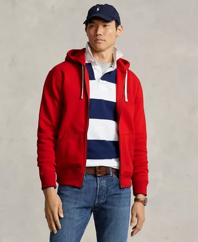 Men's Signature Fleece Hoodie-Red - 1