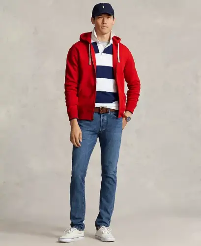 Men's Signature Fleece Hoodie-Red - 4