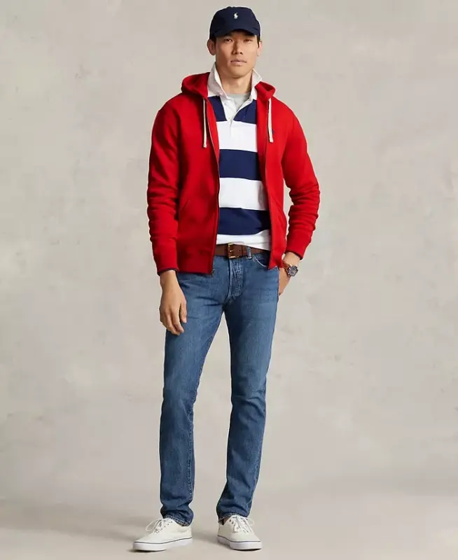 Men's Signature Fleece Hoodie-Red - 4