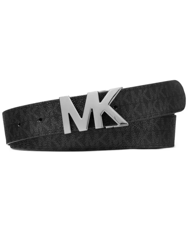 Men's Signature Reversible Logo Buckle Belt-Black/Black - 1