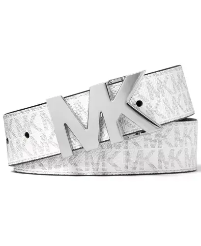 Men's Signature Reversible Logo Buckle Belt - White/Black - 1