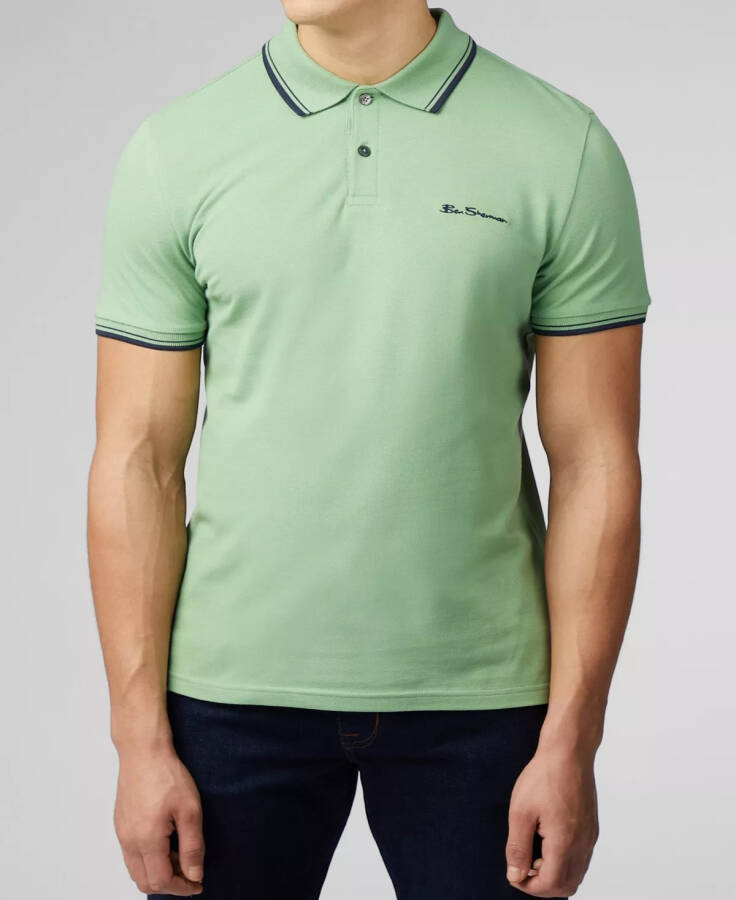 Men's Signature Short Sleeve Polo Shirt Grass Green - 4