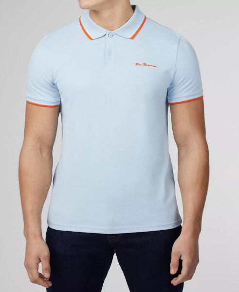 Men's Signature Short Sleeve Polo Shirt Pale Blue - 1