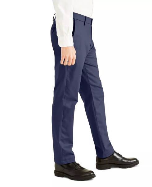 Men's Signature Slim Fit Iron Free Khaki Pants with Stain Defender Navy Blazer - 3