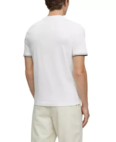 Men's Signature-Stripe Cuffs T-shirt - White - HUGO BOSS (1)