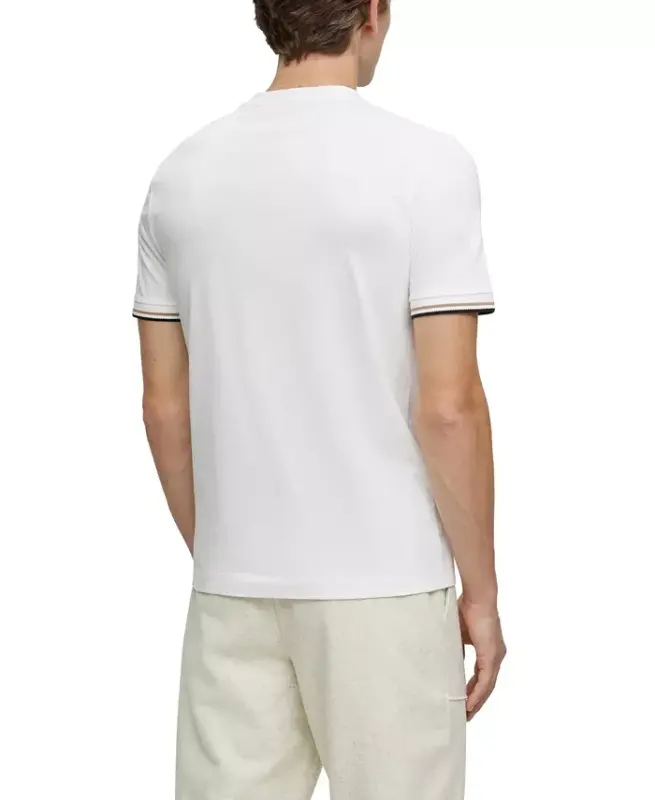 Men's Signature-Stripe Cuffs T-shirt - White - 2