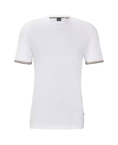 Men's Signature-Stripe Cuffs T-shirt - White - 4