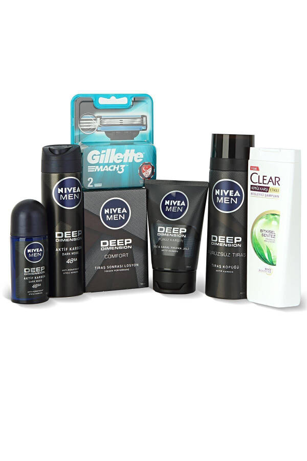 Men's Skincare Set + Clear Herbal Synthesis Shampoo 180 ml + Gilette Mach 3 2-pack Razor Blades - 1