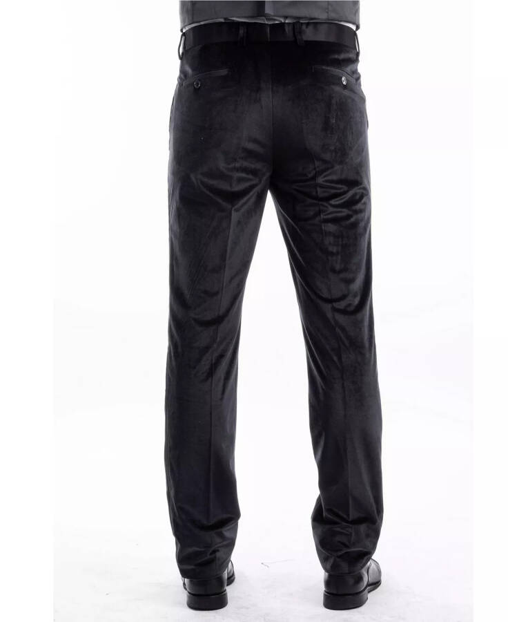 Men's Skinny Modern Fit Velvet Tuxedo Dress Pants Black - 4