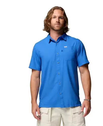 Men's Slack Tide Camp Shirt-Vivid Blue 