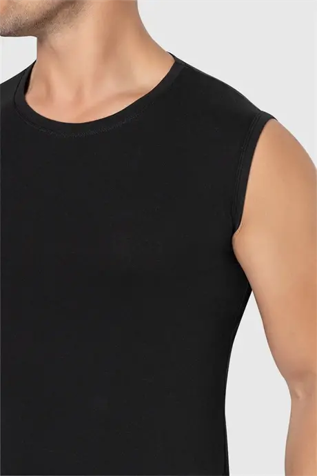 Men's Sleeveless T-Shirt Tank Top White Black Cotton Lycra 2-Pack - 3