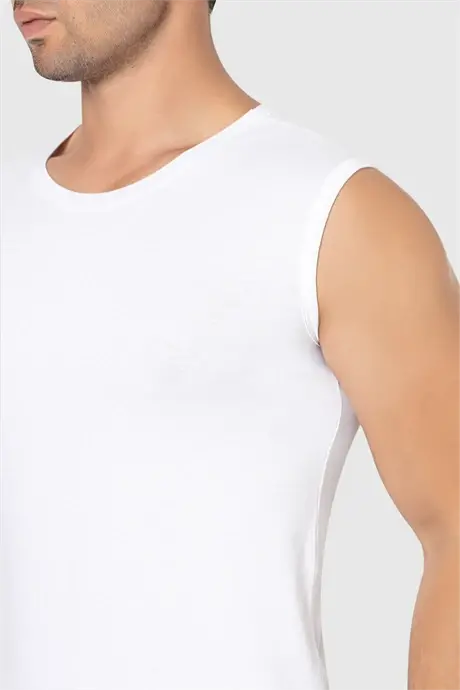 Men's Sleeveless T-Shirt Tank Top White Black Cotton Lycra 2-Pack - 6