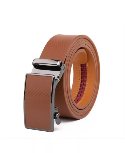 Men's Sliding Buckle Adjustable Leather Ratchet Belt - 2