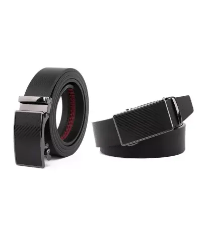 Men's Sliding Buckle Adjustable Leather Ratchet Belt - 3