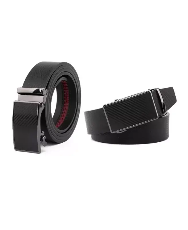 Men's Sliding Buckle Adjustable Leather Ratchet Belt - 3