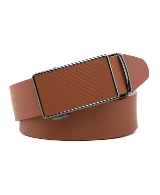 Men's Sliding Buckle Adjustable Leather Ratchet Belt - BRAVEMAN