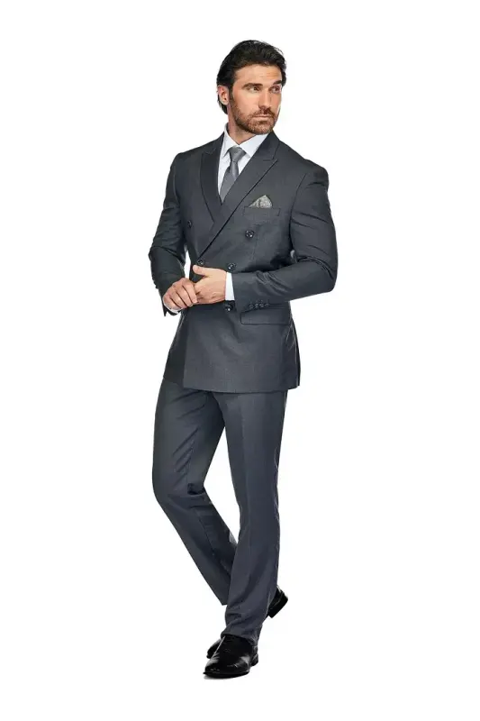 Men's Slim Fit 2-Piece Double Breasted Suit - 1