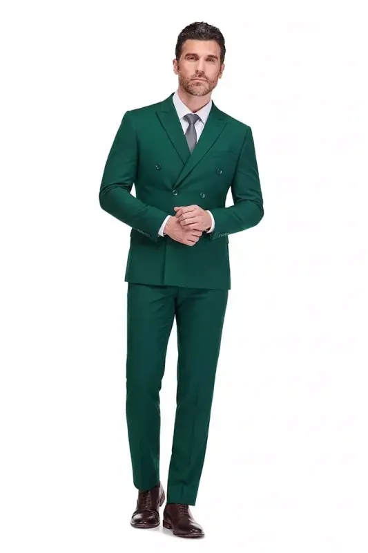 Men's Slim Fit 2-Piece Double Breasted Suit - 6
