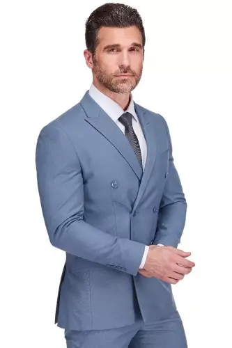 Men's Slim Fit 2-Piece Double Breasted Suit - 6