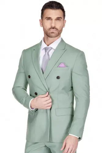 Men's Slim Fit 2-Piece Double Breasted Suit - GINO VITALE (1)