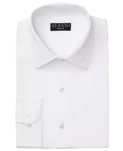 Men's Slim Fit 4-Way Stretch Dress Shirt, Created for Modazone - Slim - White - 4