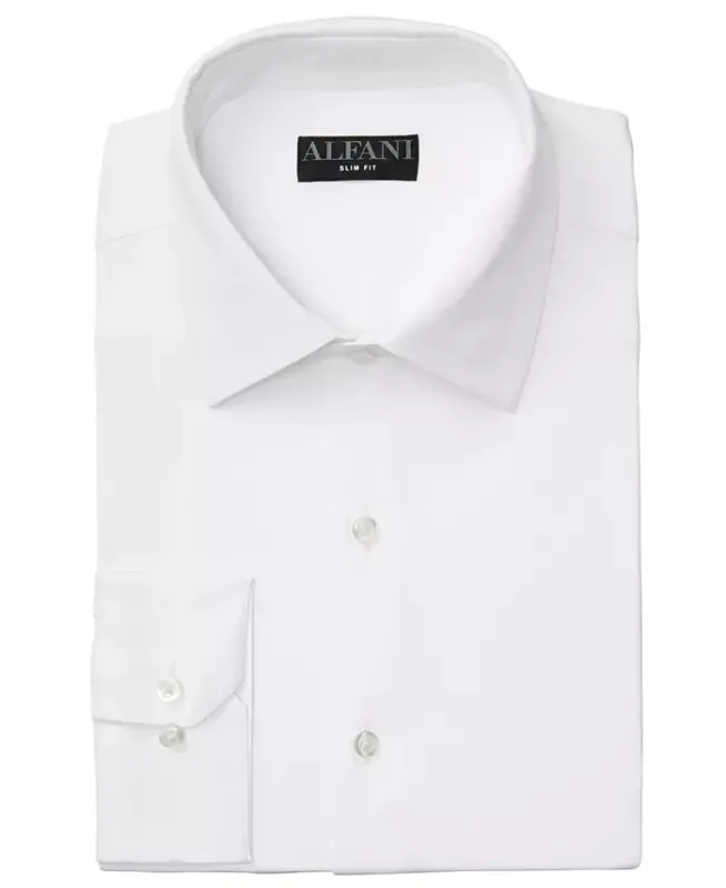 Men's Slim Fit 4-Way Stretch Dress Shirt, Created for Modazone - Slim - White - 4