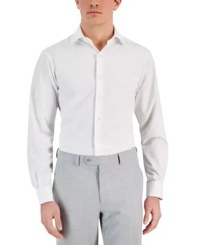 Men's Slim Fit 4-Way Stretch Dress Shirt, Created for Modazone - Slim - White 