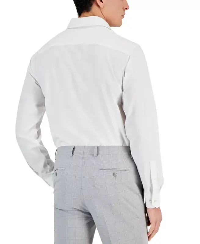 Men's Slim Fit 4-Way Stretch Dress Shirt, Created for Modazone - Slim - White - 2