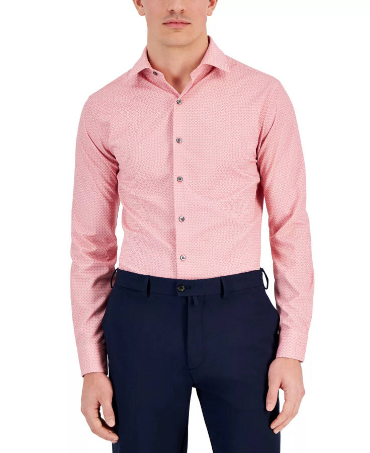 Men's Slim-Fit 4-Way Stretch Medallion Dress Shirt, Created for Modazone Pink - 1