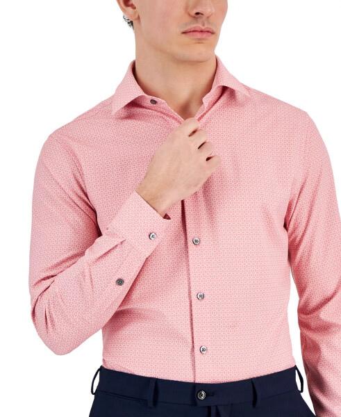 Men's Slim-Fit 4-Way Stretch Medallion Dress Shirt, Created for Modazone Pink - 3