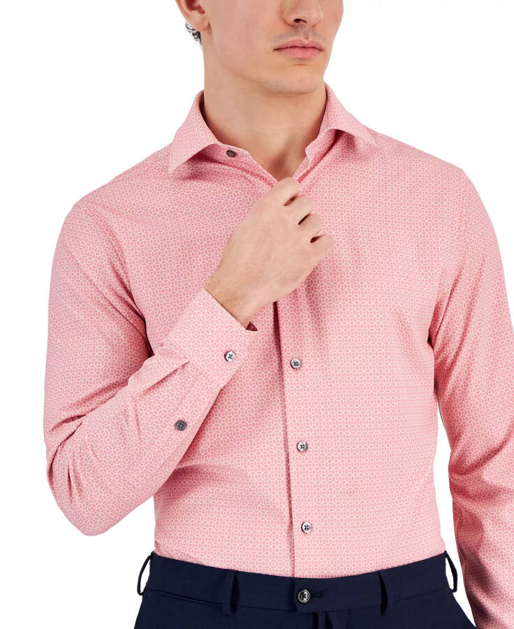 Men's Slim-Fit 4-Way Stretch Medallion Dress Shirt, Created for Modazone Pink - 3