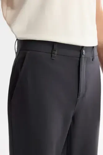 Men's Slim Fit Anthracite Classic Waist Bi-Stretch Chino Trousers B003035-Anthracite - 4