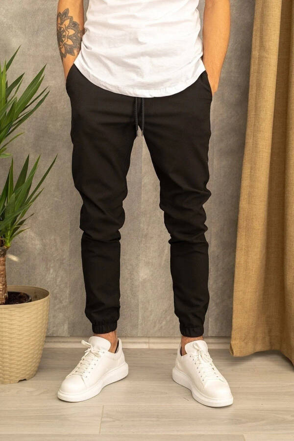 Men's Slim Fit Black Jogger Pants - 1