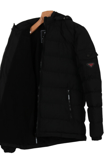 Men's Slim Fit Black Puffer Jacket RAR01233 - 5