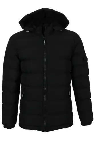 Men's Slim Fit Black Puffer Jacket RAR01233 - MODARAR (1)