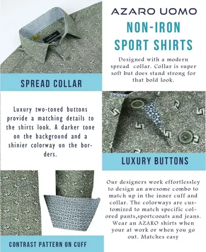 Men's Slim Fit Business Nautical Button Down Dress Shirt - 3