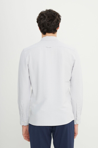 Men's Slim Fit Button-Down Waisted Goffered Shirt - 5