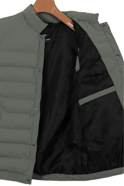 Men's Slim Fit Carbon Leather Green Puffer Vest - MODARAR (1)